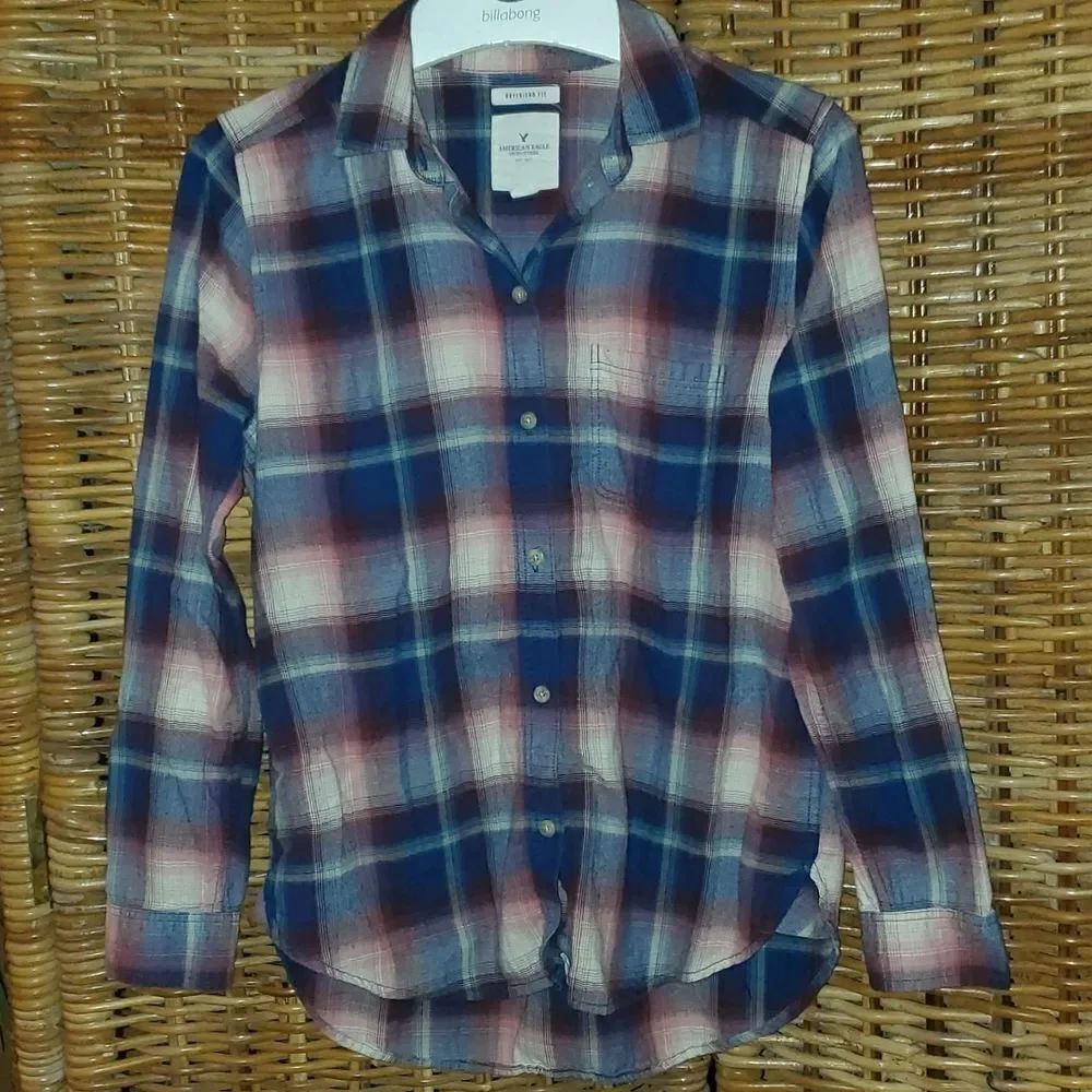 American Eagle Boyfriend Fit Flannel Shirt M